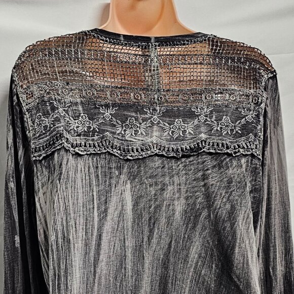 Aratta Silent Journey Women Size M Boho Popover Top Tunic Embroidery Acid Washed - Picture 14 of 14
